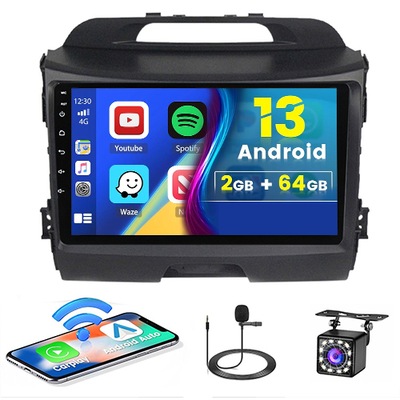 RADIO GPS ANDROID AUTO BT KIA SPORTAGE 2010-2015 CARPLAY 2GB/64GB  