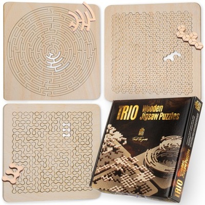 ESC WELT Trio Wooden Puzzles - 3 Drewniane Puzzle Prezent na Pieniądze