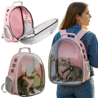 TRANSPORTER DLA KOTA PSA PLECAK TORBA PODRÓŻNA Z OTWORAMI WENTYLACJĄ RÓŻOWY