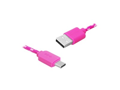 Kabel USB-Type-C, 1m, różowy