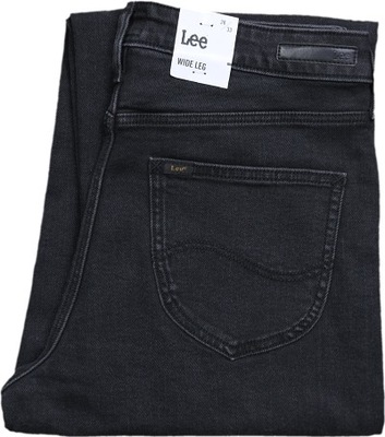LEE WIDE LEG spodnie jeansowe luźne black W28 L33