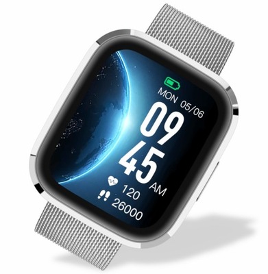 Srebrny smartwatch na bransolecie mesh Garett GRC Style Bluetooth Call