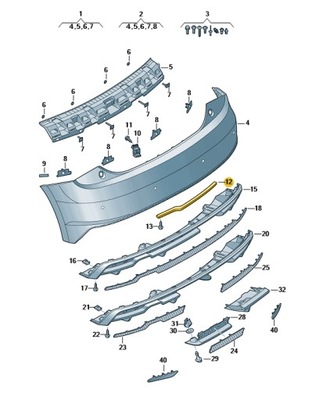 Усилитель спойлер бампера задняя audi a1 aso оригинал фото №1