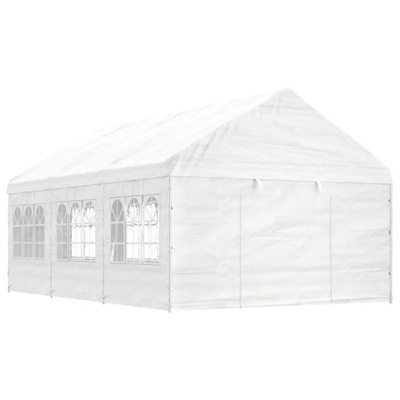 Namiot ogrodowy z dachem, biały, 6,69x4,08x3,22 m,