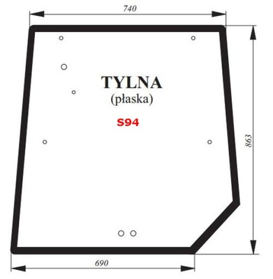 СТЕКЛО ЗАДНЯЯ MASSEY FERGUSON SERIA 6400, 7400, 8400