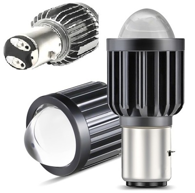 BA20D S2 led 35/35W soczewka 2400lm 6000K+radiator