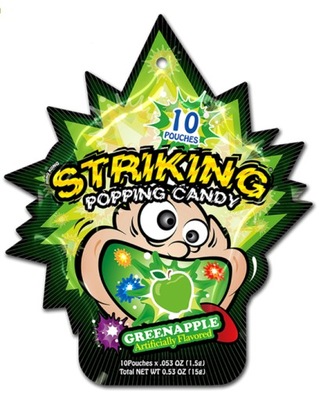 STRIKING POPPING CANDY GREEN APPLE 15G Cukierki strzelające zielone jabłko