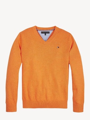 TOMMY HILFIGER POMARAŃCZOWY SWETER LOGO (14-15L)