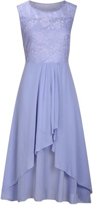 Fioletowa asymetryczna sukienka koronka XL 42