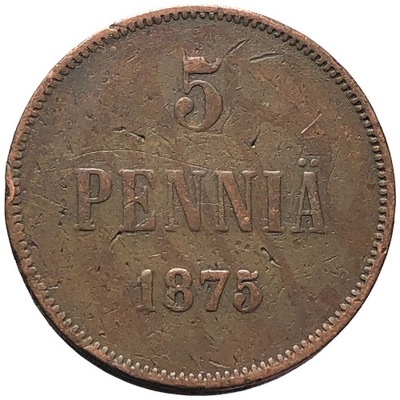 78721. Carska Finlandia - 5 pennia - 1875r.