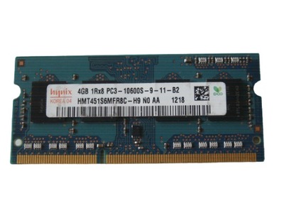 Pamięć laptopa SODIMM DDR3 1333MHz PC10600 1x 4GB