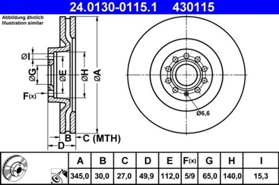 2X ДИСК ГАЛЬМІВНИЙ VW ПЕРЕД EOS/GOLF/PASSAT 05- 24.0130-0115.1