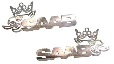 WYCINANE STICKERS SAAB I GRYF #3 SET - LEFT I RIGHT COLORS CHROME  