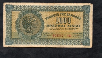 BANKNOT GRECJA -- 1000 DRACHM -- 1941 rok