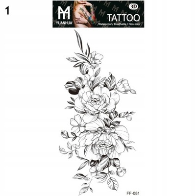 Seksowne tatuaże tymczasowe z czarnym kwiatem dla kobiet