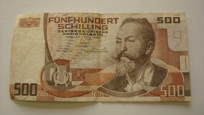 Banknot 500 szylingów 1985 Austria stan 3