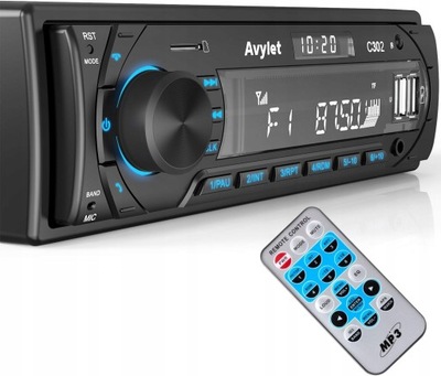 RDIO DE AUTOMÓVIL BLUETOOTH 5.0 7 DIODO LUMINOSO LED FM/AM MP3 PLAYER AVYLET C302 1-DIN  