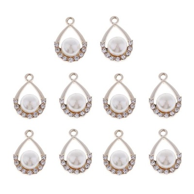10x wisiorki z perłami i kryształkami w kształcie kropli do samodzielnego tworzenia biżuterii