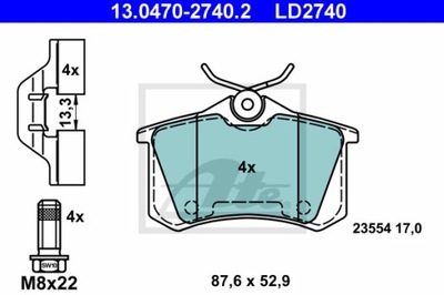 КОЛОДКИ ГАЛЬМІВНІ ATE CERAMIC ATE 13.0470-2740.2