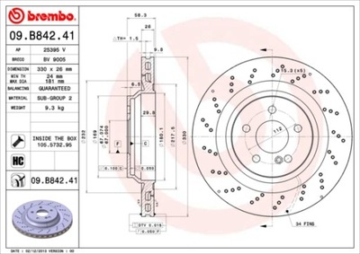 ДИСКИ ТОРМОЗНЫЕ ТОРМОЗНЫЕ ЗАД BREMBO 09.B842.41 09B84241