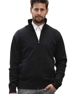 Sweter męski rozpinany z kieszeniami - czarny XL