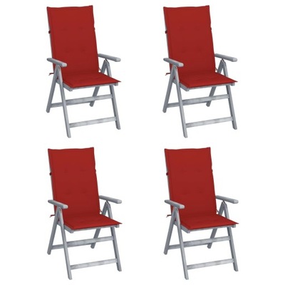 VidaXL Rozkładane krzesła ogrodowe z poduszkami, 4