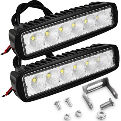 2x лампа рабочая противотуманная фара 6 led 18w 12-24v ip67 панель 155mm гомологация фото №1