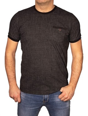 Koszulka męska z kieszenią czarny jeans t-shirt XXL