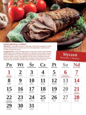 Kalendarz 2024 ścienny Kulinarny z przepis 23x31cm