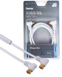 Kabel przyłączeniowy SAT kątowy Złącze F 1,5m Filtr 100dB, pozłacany, biały