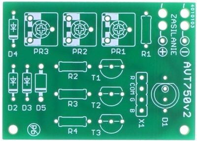 Dioda LED dowolnego koloru, AVT750 PCB