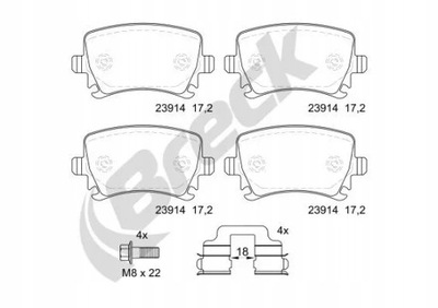 KLOCEK DE FRENADO KPL. PARTE TRASERA AUDI A3, A4, A6, A6 ALLR  