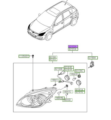 Hyundai оригинальный номер фара правый оригинальный номер 921022l520 фото №1