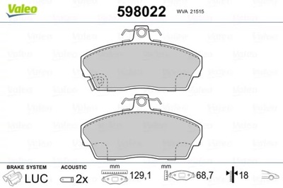 VALEO 598022 PADS BRAKE  