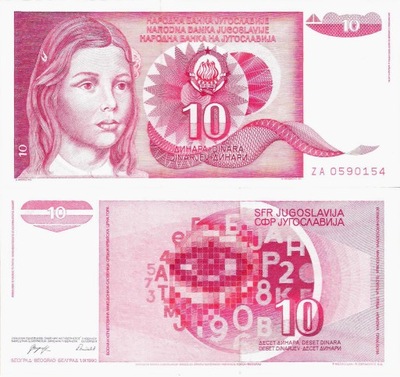 Jugosławia 1990 - 10 Dinara - Pick 103 UNC