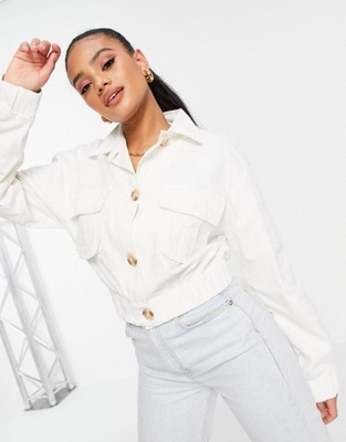 MISSGUIDED KURTKA JEANSOWA DAMSKA BIAŁA 36 S 1VAF