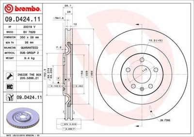 DISKU STABDŽIŲ BREMBO BRE 09.D424.11 