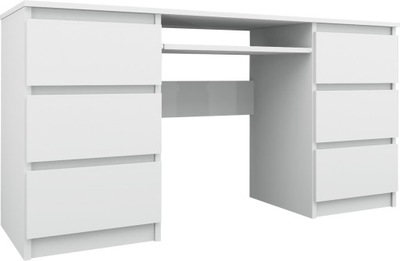 Biurko komputerowe 6 szuflad stolik laptop biały