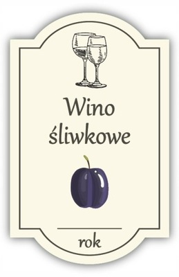 Wino ŚLIWKOWE - etykieta na butelkę 1 szt.