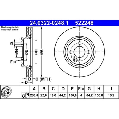 ATE 24.0322-0248.1 DISQUE DE FREIN 