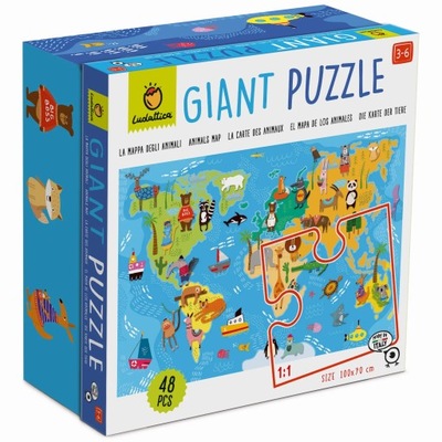 Giant Puzzle – puzzle olbrzymie – Mapa zwierzęta świata Ludattica