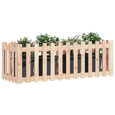 vidaXL Rabata ogrodowa z płotkiem, 150x50x50 cm, drewno sosnowe