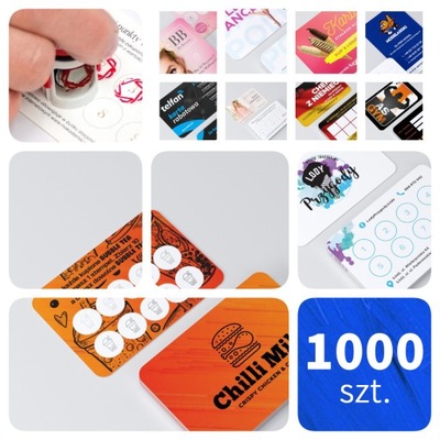 DRUK - 1000szt Karty rabatowe na pieczątki naklejki, karta stałego klienta