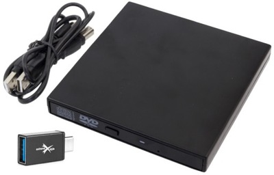 Zewnętrzna nagrywarka DVD SLIM USB +adapter USB-C
