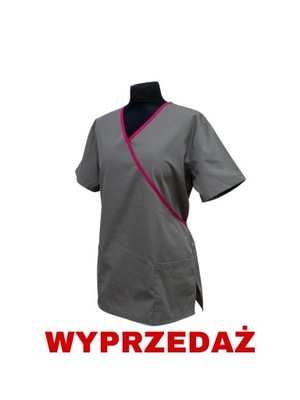 Bluza Medyczna W303 Szary lamówka amarantowa Rozm.42