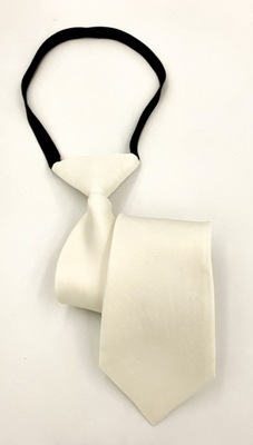 Ecru ivory krawat na gumce jednolity gładki