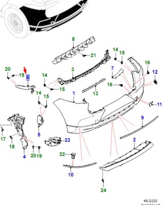 Jaguar i-pace x590 rear left бампер кронштейн t4k9888 original фото №1