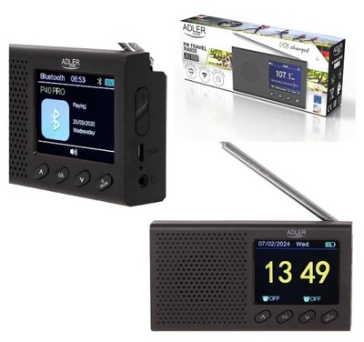 RADIO SIECIOWO BATERYJNE LCD FM Bluetooth ZEGAR ADLER AD1198