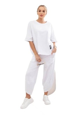 Komplet bawełniany bluzka + spodnie biały