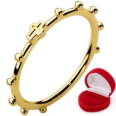 Subtelny złoty różaniec na palec, złota obrączka bez kamieni 585 rozmiar 13